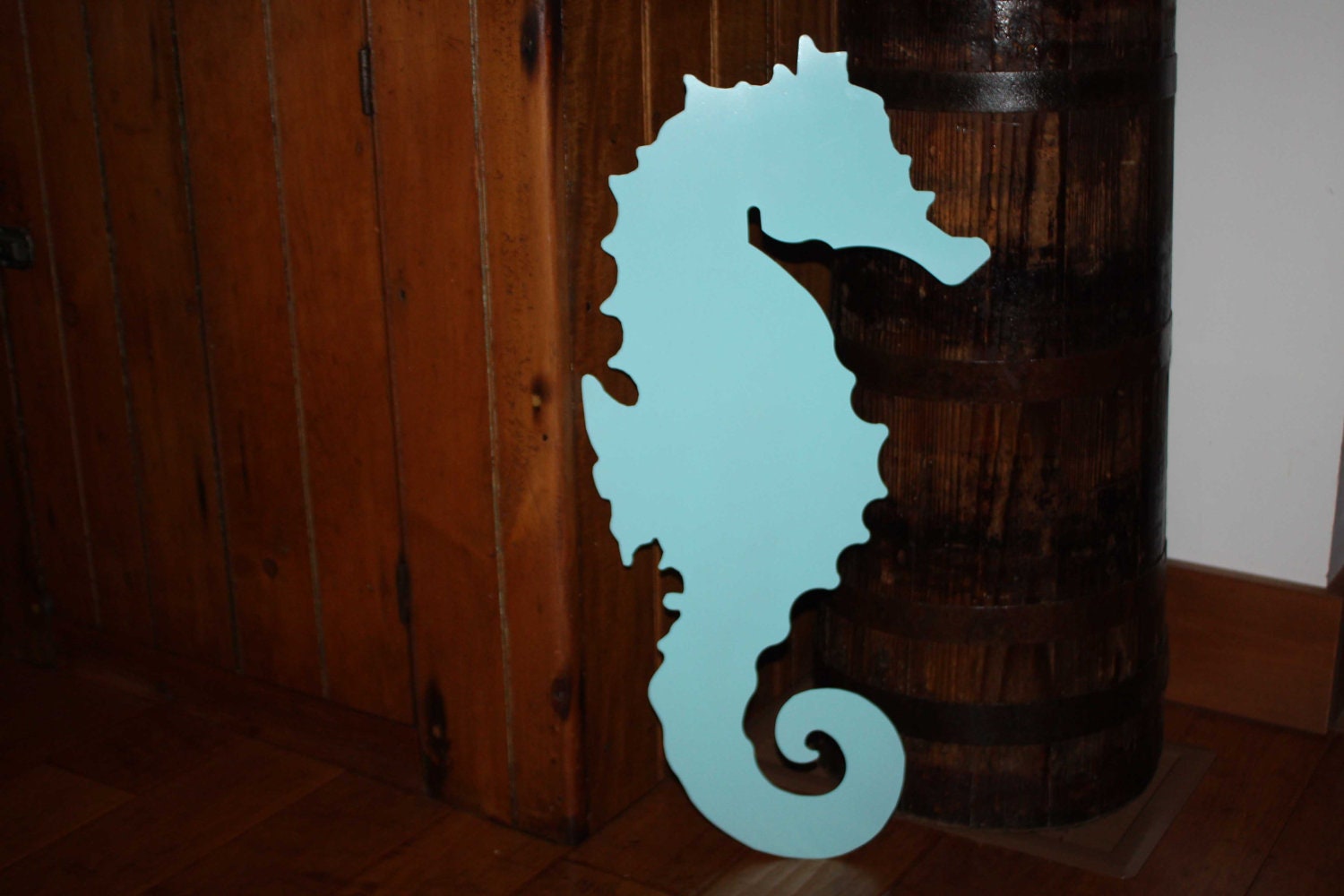 Seahorse large - metal - custom made - wall hanging - silhouette - turquoise
