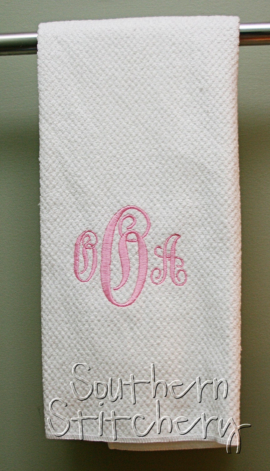 Monogram Hand Towel Kitchen Towel Initial Personalized Any Color Letter Great Teacher Gift  Hostess Bridesmaid Wedding Gift
