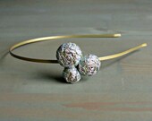 Gold and Aqua Rosette Headband  for Women .  Gifts for Her . Prom . by ponyupdesigns