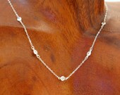 Diamond Necklace, 5 Floating Cubic Zircon Necklace, Wedding Jewelry, Bridal Choker, Simple Elegant, Sterling Silver Cable Chain, CZ Necklace