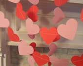 Paper Garland Valentines Day Decorations 6ft Red and Pink Heart Garland Party Decor Heart Banner Valentiens Day Photo Prop - anyoccasionbanners