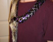 Dragon wing scarflette with scaled dragon hide Czech glass button with horse purple scales black scales OOAK original design