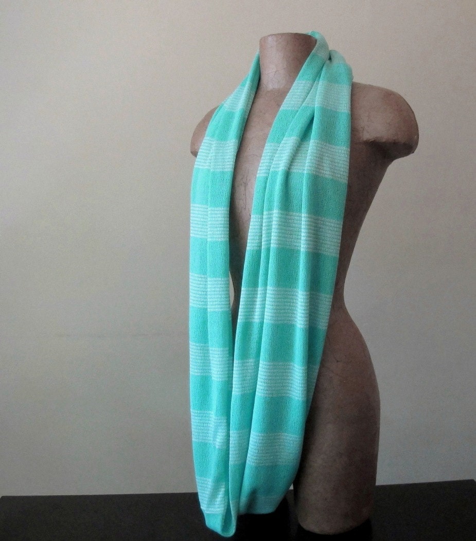 Aqua Blue Sweater Scarf - Lightweight Knit Circle Scarf - Mint Blue Infinity Scarf, Loop Scarf, Eternity Scarf