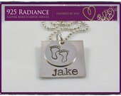 Mommy Jewelry - Personalized Necklace - Baby's First impression Sqaure