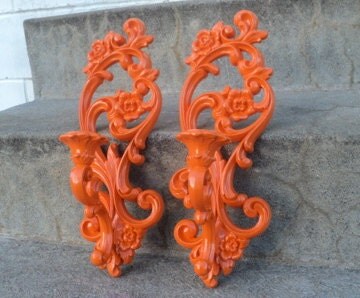 Juicy Orange Wall Sconce Set Vintage Ornate