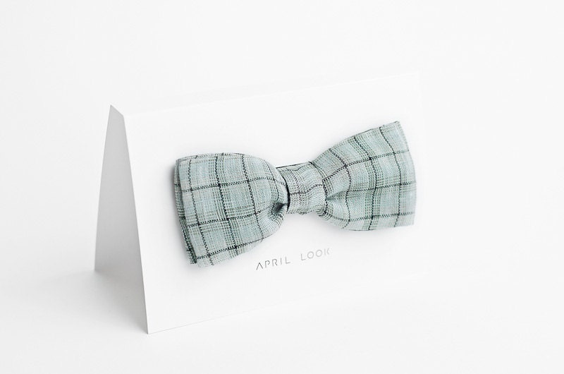 Plaid wedding bow tie - double sided