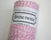 Divine Twine - 20 yards of Raspberry - Pink and White Baker's Twine