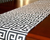 Premier Prints Table Runner- Black and White Towers Greek Key- 13x72