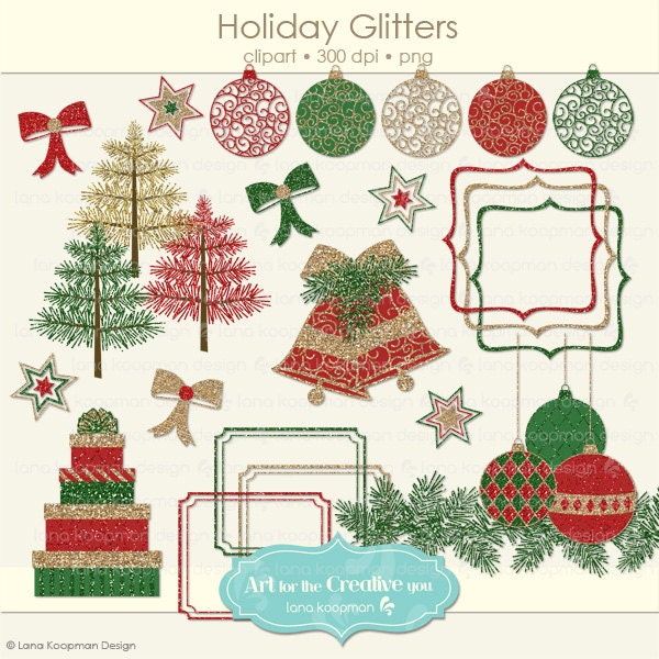 Digital Christmas Clipart, Scrapbooking, Glitter Clip art for the Holidays Il_170x135