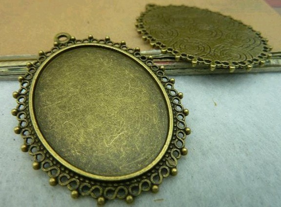 20 pcs 30X40 Antique Bronze  Cameo Cabochon Base Setting Tray Blanks Pendants Charm Pendant C3180