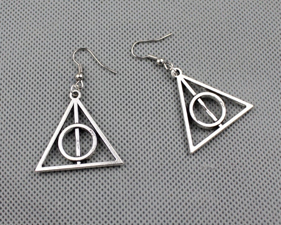 Antique Silvery Deathly Hallows Earring,Harry potter Earrings E015
