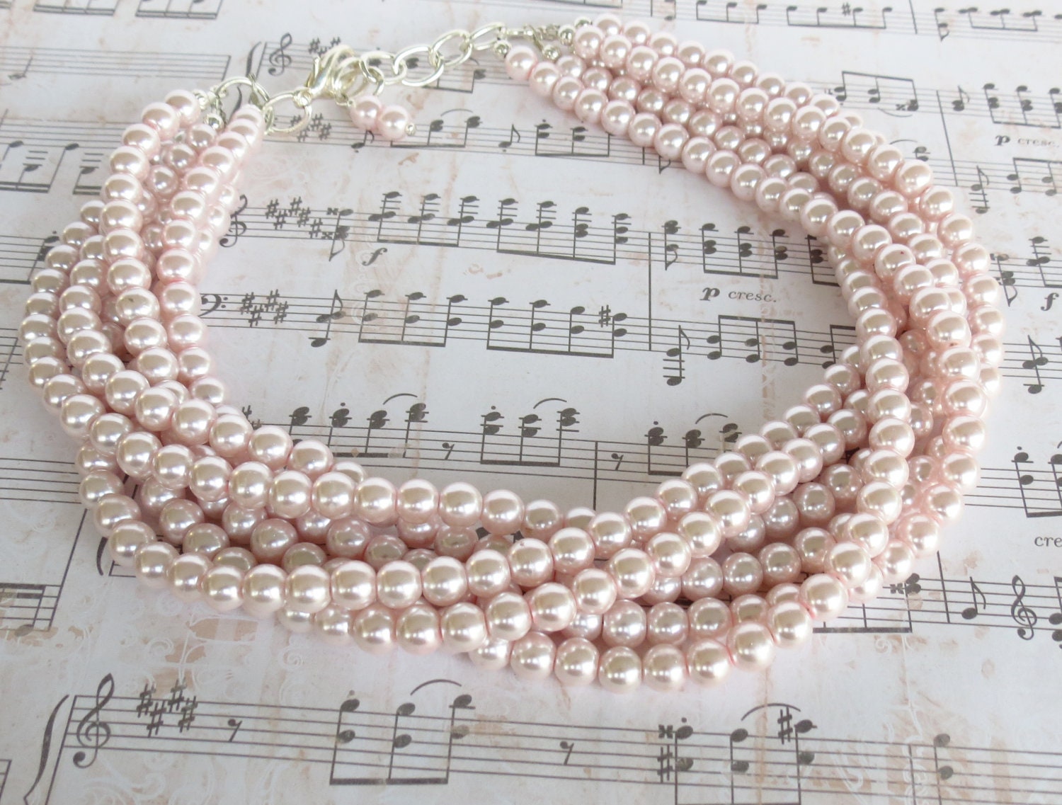 Pink Pearl Bridal Jewelry - Pink Bridesmaid Jewelry - Pink Statement Neckace - Matching Jewelry Set - Medium Pink