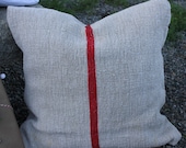 Vintage Grain Sack Pillow Sham Bold Red Stripe
