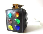 Black Ceramic with Glass 'Marbles' in Surface Table Top Cigarette Lighter- Made in Japan