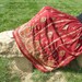 Gypsy Skirt: Long Skirt, Maxi Skirt, Indian Flowy Boho Bohemian Brick Red Crinkle Skirt Floral Cover Up