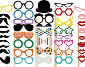 Photo Booth Props - Best Wedding 40 Piece  Photo Props set  - Photobooth Party Props