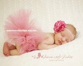 Sweet Rose Petals Baby Couture Tutu Custom Made With Matching Flower Headband Beautiful Newborn Photo Prop Many Colors Available