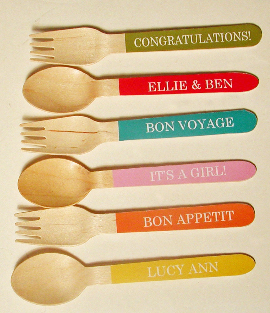 Personalized Forks or Spoons - Set of 20 - You Choose the Color Il_570xn