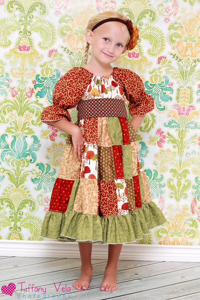 Noel's Patchwork Peasant Dress PDF Pattern from Mix and Match Line size 6-12 months to size 8