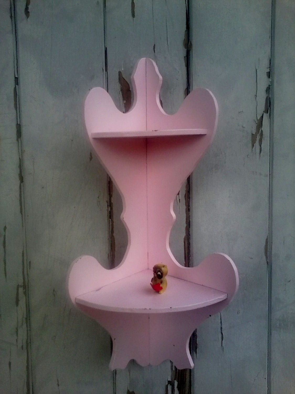 Shabby chic pink upcycled two-tiered shelf