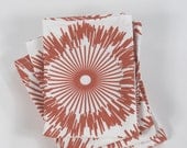 Hand Printed Cotton/Linen Tea Towel, Dahlia in Burnt Orange