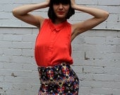 Womens High Waisted Skirt - Bird Print S/M