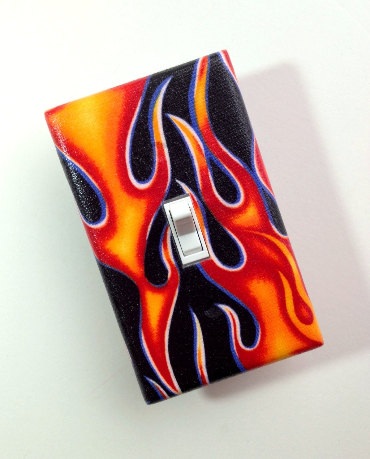 Motorcycle Flame Light Switch Plate Cover / Boys Kids Room / Baby Nursery Decor / Fire Flames / Man Cave Gift Garage