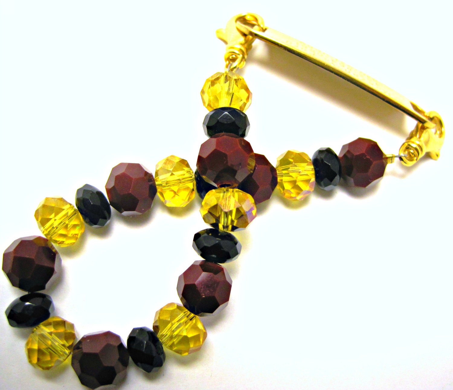 Interchangeable Red, Black, and Amber Beaded Medical Bracelet Attachment