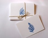 Fern and Indian Paintbrush Slate Blue Linocut Spring Card Set of 6
