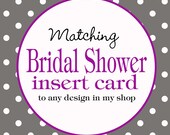 Bridal shower insert card to match - diy, digital file, printable Il_170x135