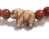 Brown Goldstone Beaded Bracelet with Elephant