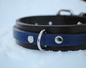 SALE 13.5" - 17" Embellished Two-Tone Leather Dog Collar - OOAK