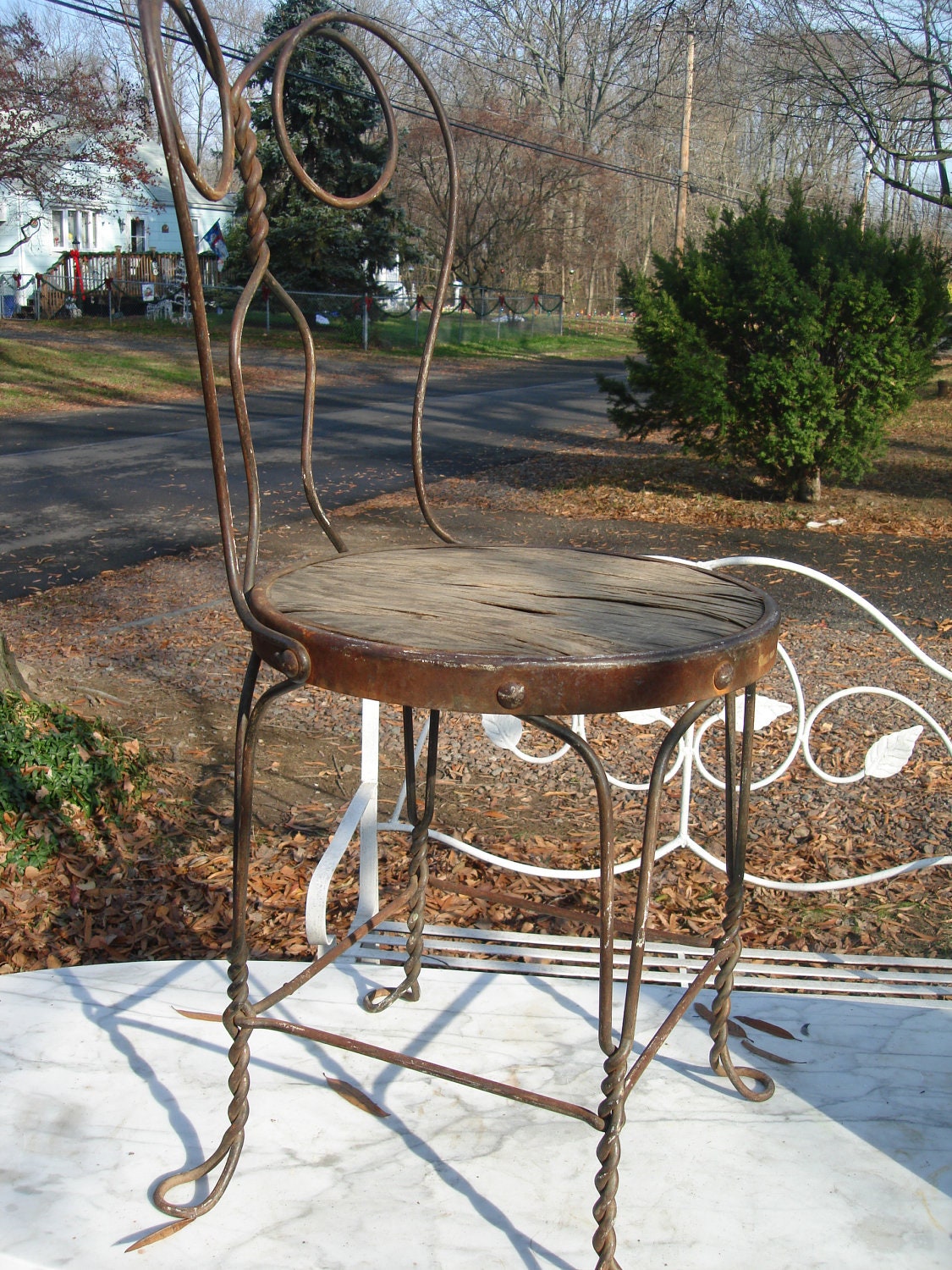 antique iron metal bistro chair cafe chair metal ice cream parlor chair