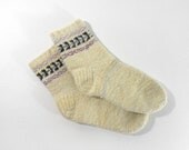 Hand Spun, Hand Knitted and Felted Rustic Wool Socks - Natural White, Size Medium