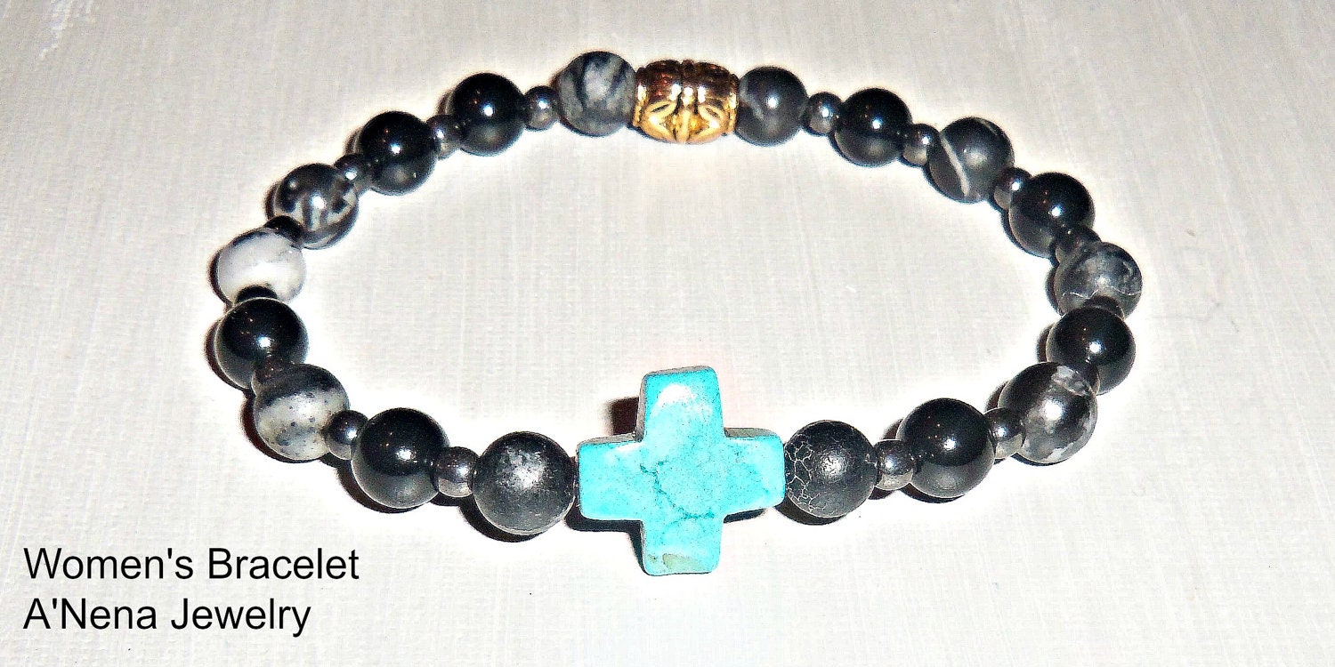 Women's  Bracelet: Jasper, Hematite and Howlite "Without Judgement"
