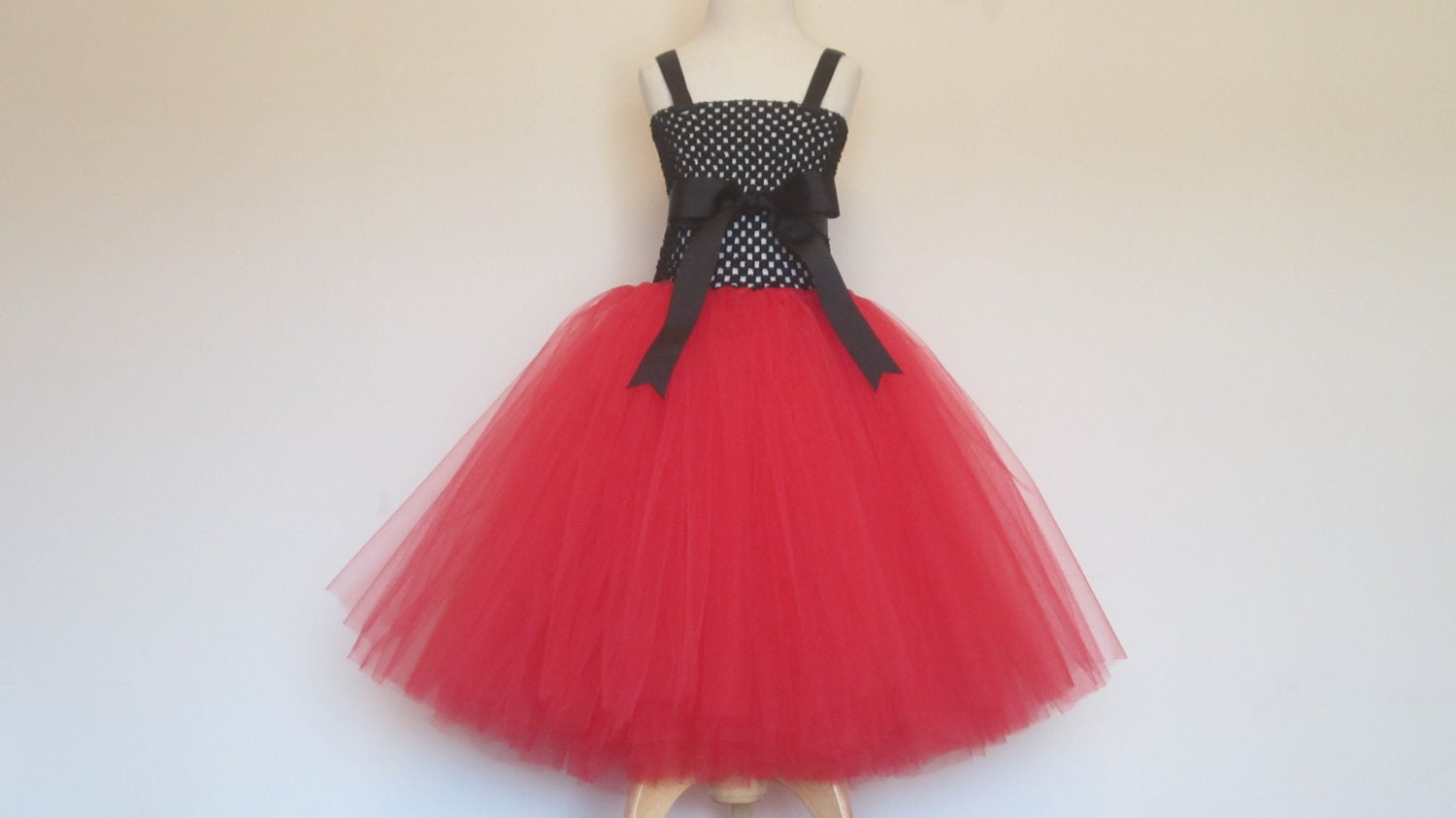 Tutu Dress Black Red Baby Girls Toddler Long Flower girl Dress Tulle Christmas Holiday Dress by American Blossoms