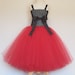 Tutu Dress Black Red Baby Girls Toddler Long Flower girl Dress Tulle Christmas Holiday Dress by American Blossoms