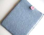 iPad Sleeve, Blue Felted Wool, Upcycled,  Netbook Cover, Mini Laptop Case