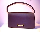Vintage women LA BAGAGERIE  navy blue evening baguette bag