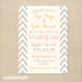 Whimsical Mustard Grey Chevron Wedding Invitation Printable 5x7 OR Printed Card
