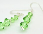 Peridot Earrings, Green Crystal Earrings, Sterling Silver, Spring Earrings