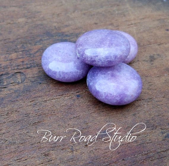 Purple Quartz Disc Beads Smooth Round Slightly Puffed 14MM  - 4 Beads - G0010