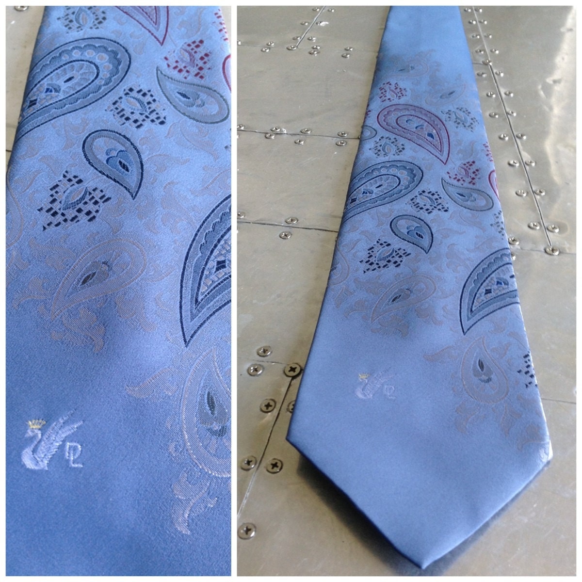 vintage -- still in the box --  NEVER WORN 1960s - 1970s paisley tie - mens necktie -- made by don loper of beverly hills