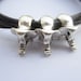 Multilayer leather bracelet---antique silver personality three 3D little cute elephants bracelet & brown leather chain