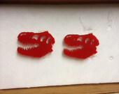 Red Acrylic Dinosaur TRex Skull Earrings