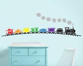 Train Nursery Decal - Train Nursery Art - Nursery Wall Decor over 6 ft wide - Rainbow Train Wall Decal