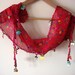 Red Cotton  Turkish Scarf  With Traditional Lace