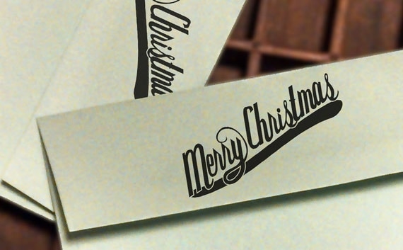 Merry Christmas Rubber Hand Stamp