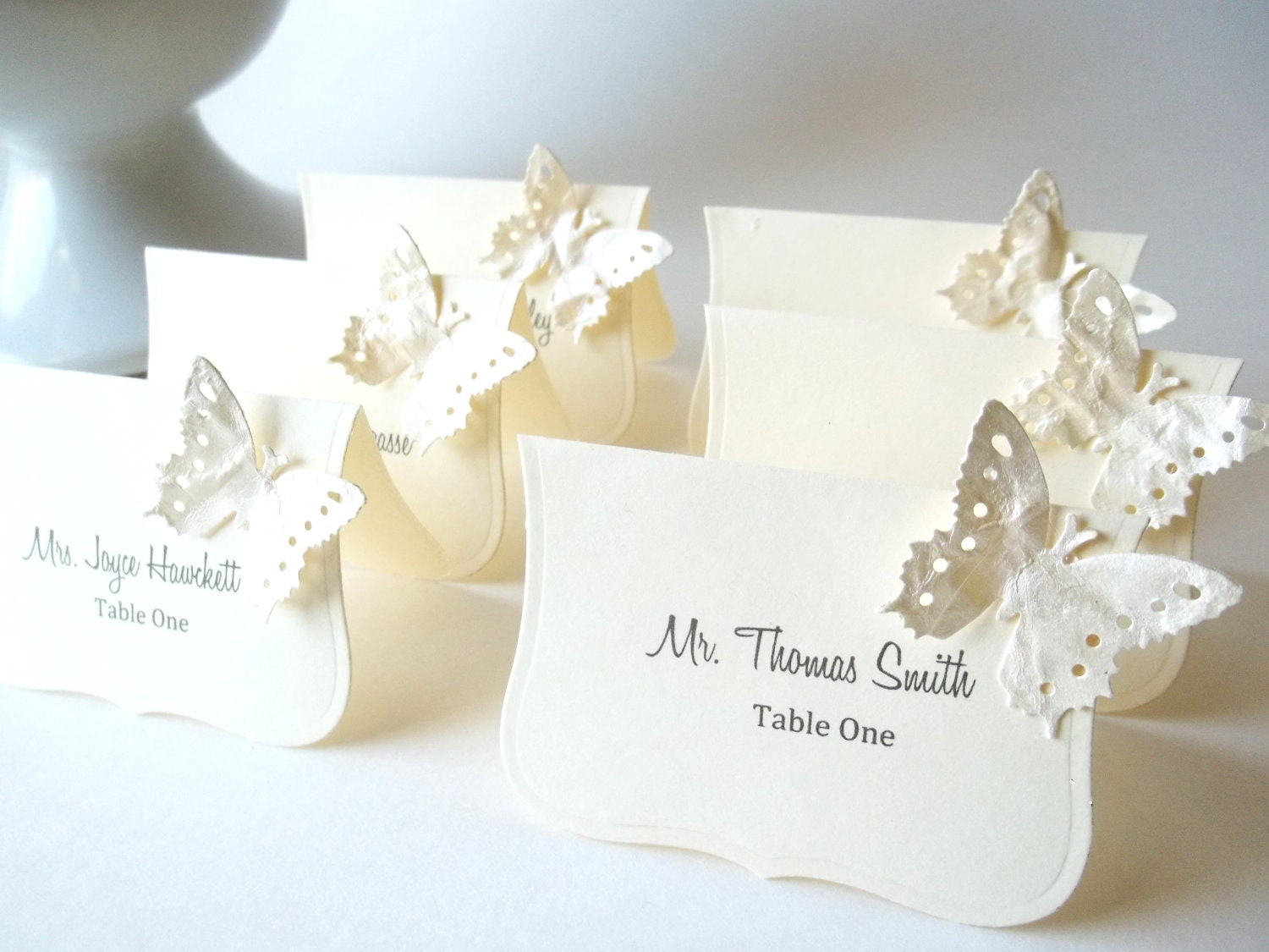 Luxe Wedding Place Cards, Hand Painted Butterfly Escort Cards