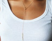 Long Gold Filled Hammered Bar Lariat - Everyday Necklace - Gold Filled Bar Necklace - Long Gold Necklace